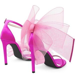 NEW 🎀 Bow fuschia stilettos sandals high heels women’s shoes size 7, 8, 9, 10